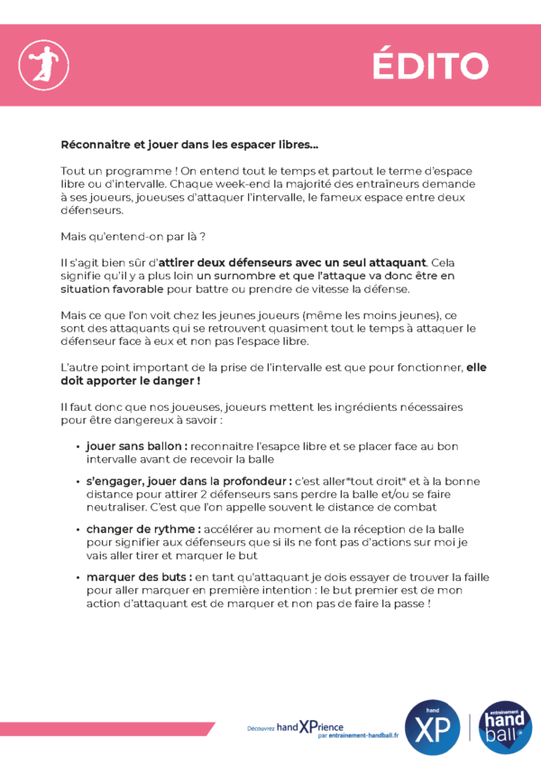 Cycle de 6 seances Les fondamentaux de l'attaque au handball