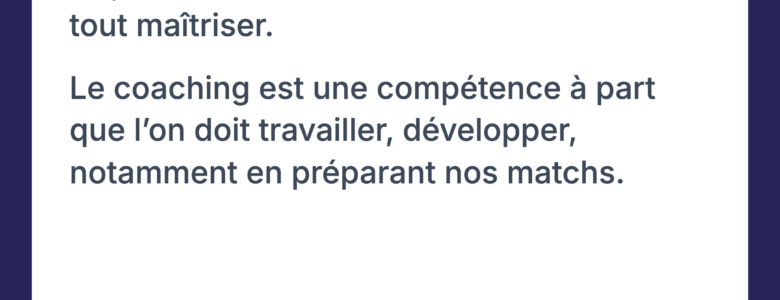 Coacher le match — une des 7 dimensions du rôle d'entraîneur