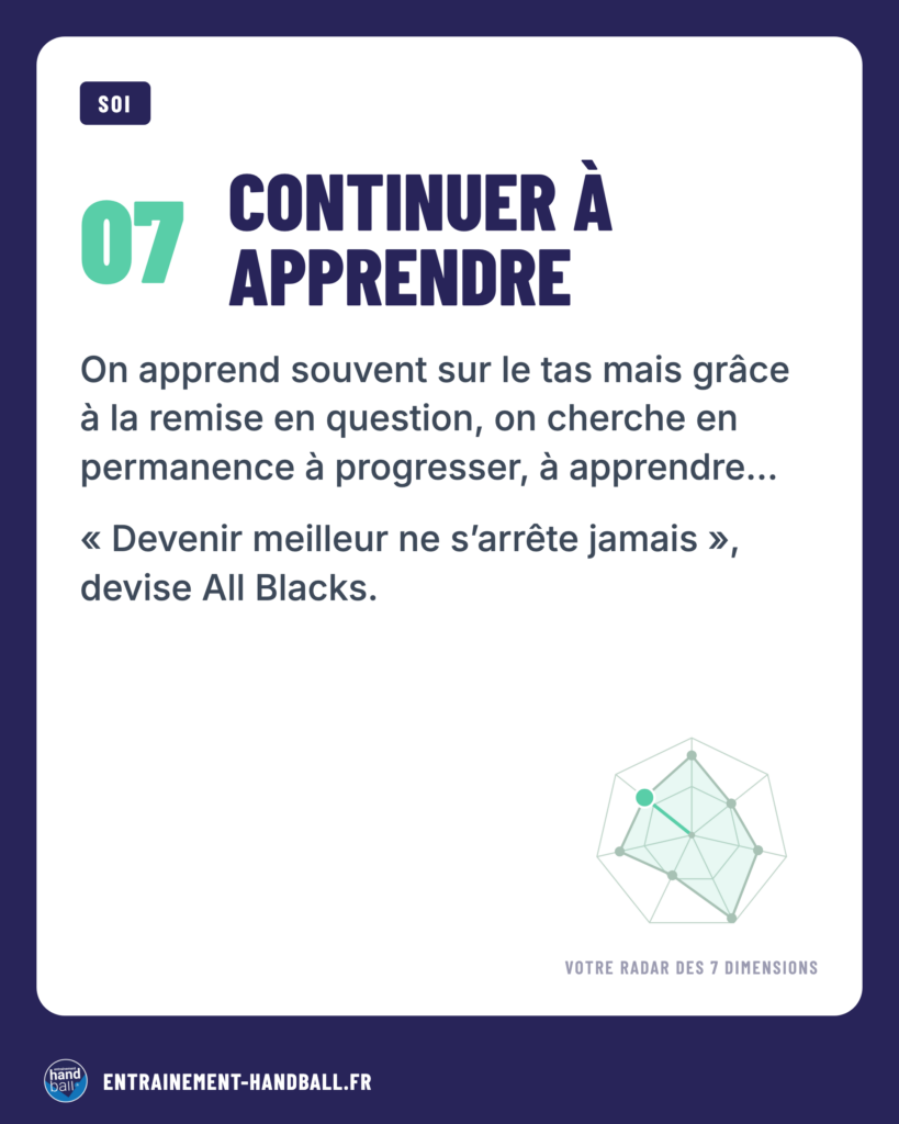 Continuer à apprendre — une des 7 dimensions du rôle d'entraîneur