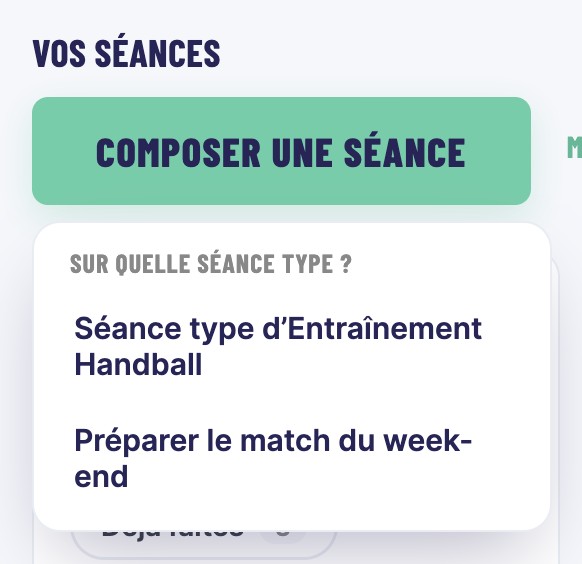 La question Sur quelle séance type ? sous le bouton Composer une séance